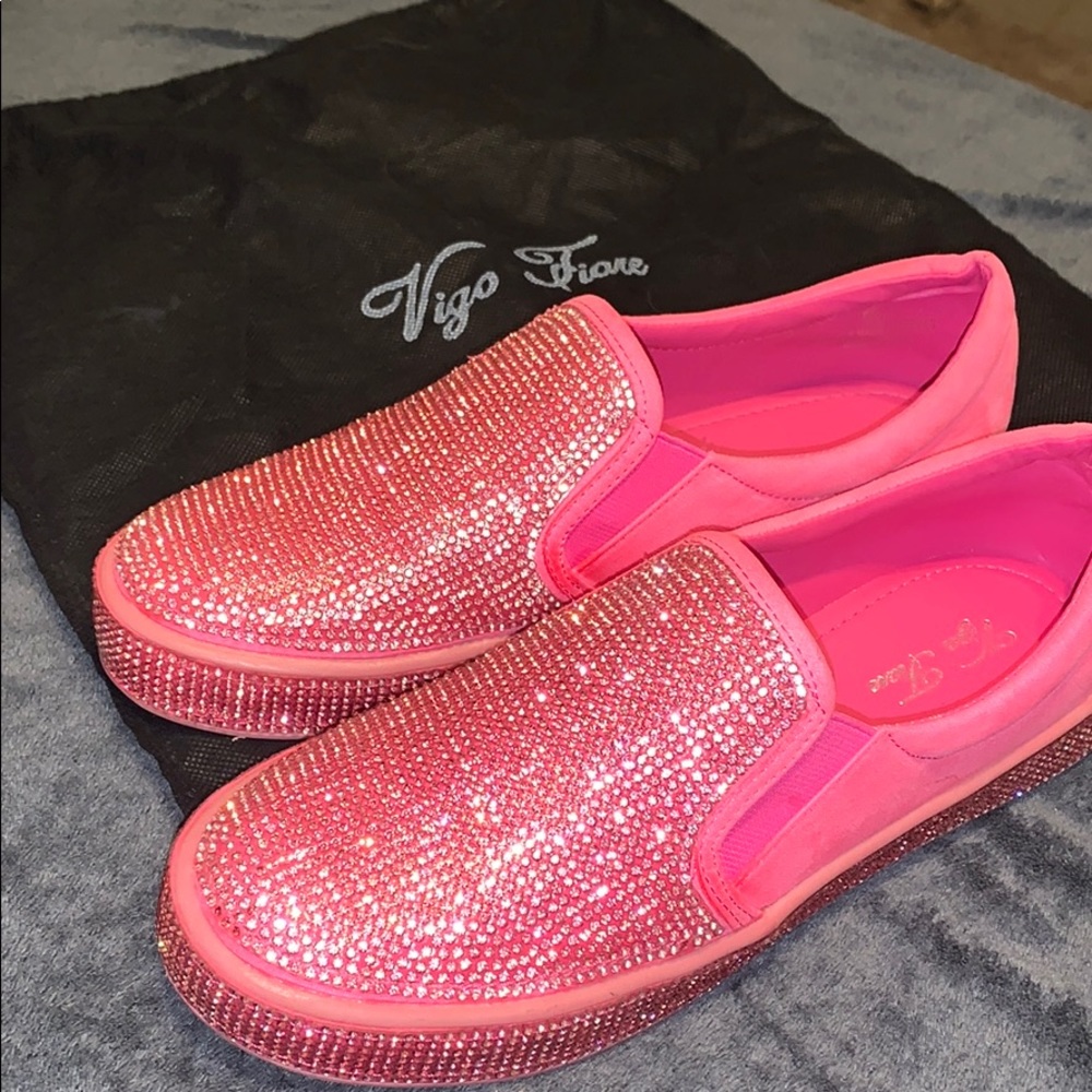 Hot pink rhinestone shoes